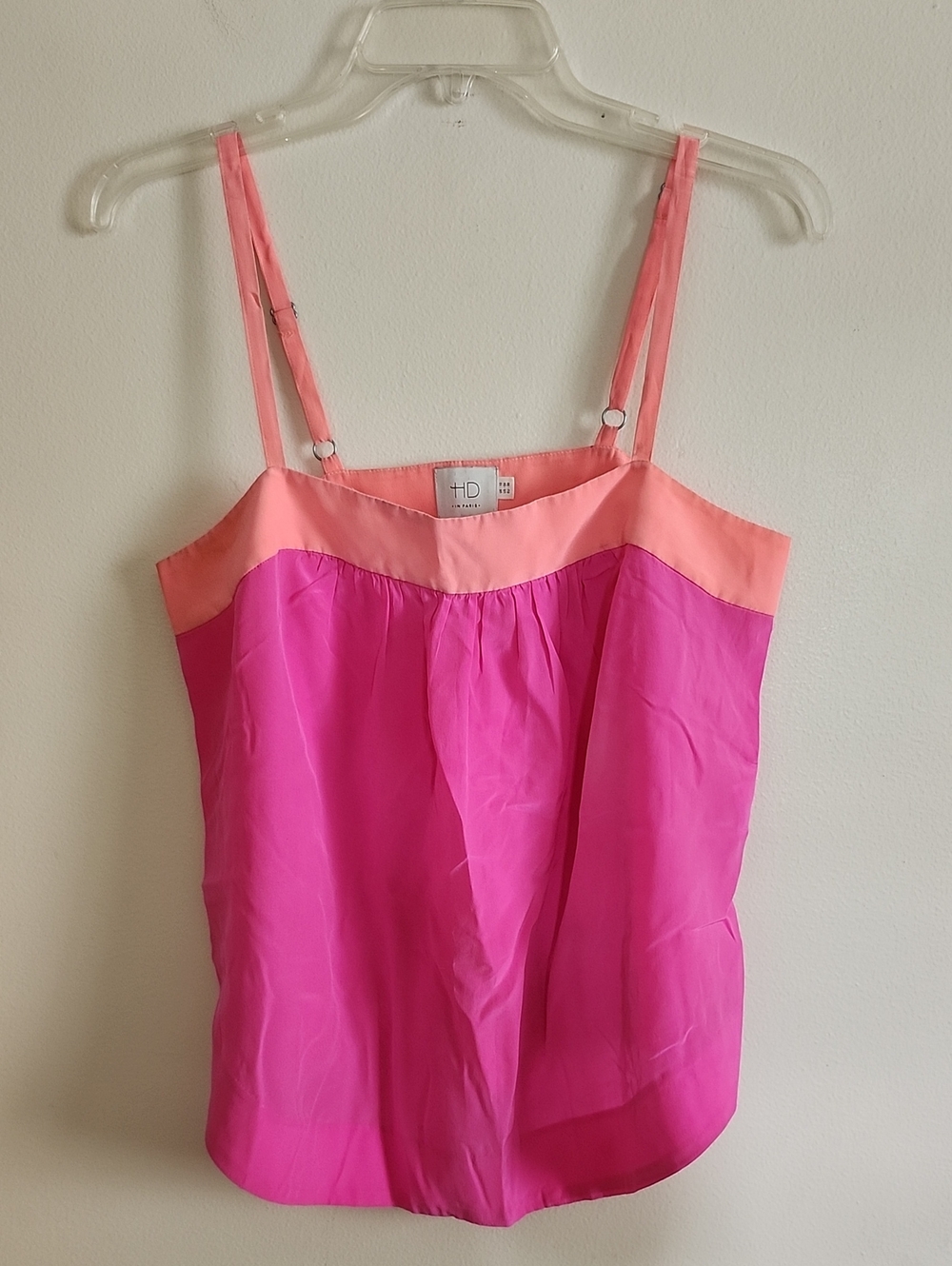 HD in Paris Pink Colorblock Silk Cami Tank Top.